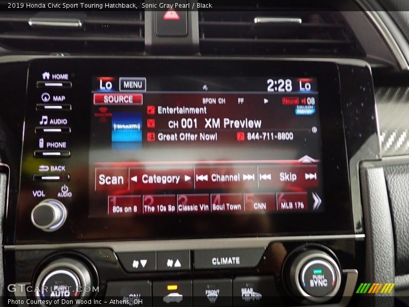 Sonic Gray Pearl / Black 2019 Honda Civic Sport Touring Hatchback