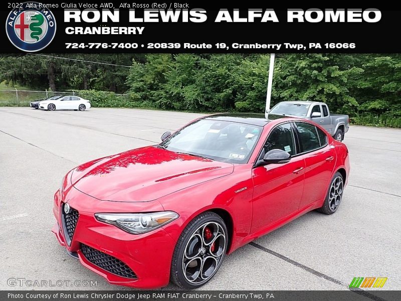 Alfa Rosso (Red) / Black 2022 Alfa Romeo Giulia Veloce AWD