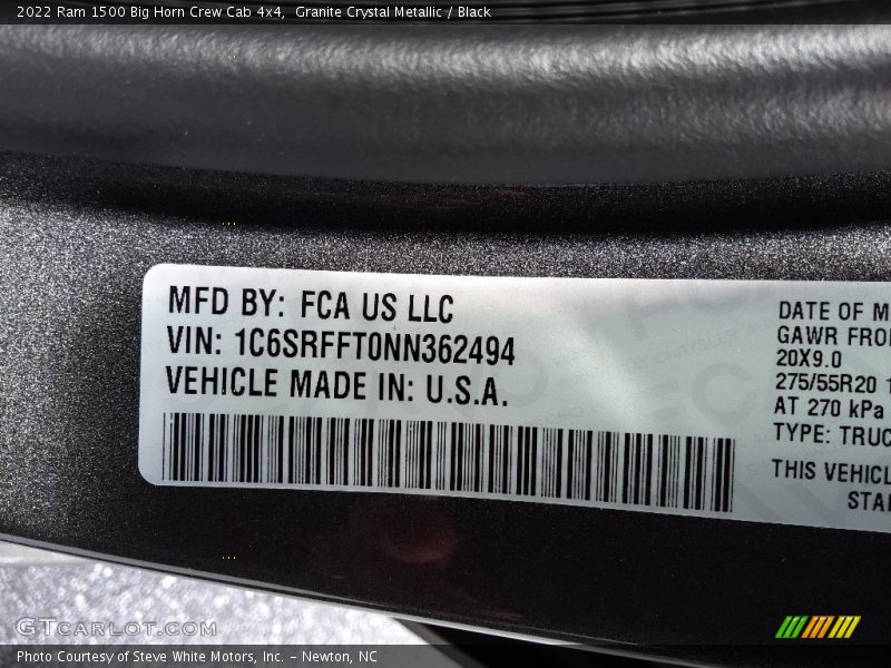 Granite Crystal Metallic / Black 2022 Ram 1500 Big Horn Crew Cab 4x4