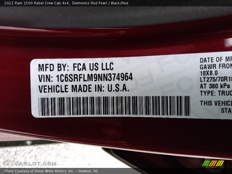 Delmonico Red Pearl / Black/Red 2022 Ram 1500 Rebel Crew Cab 4x4