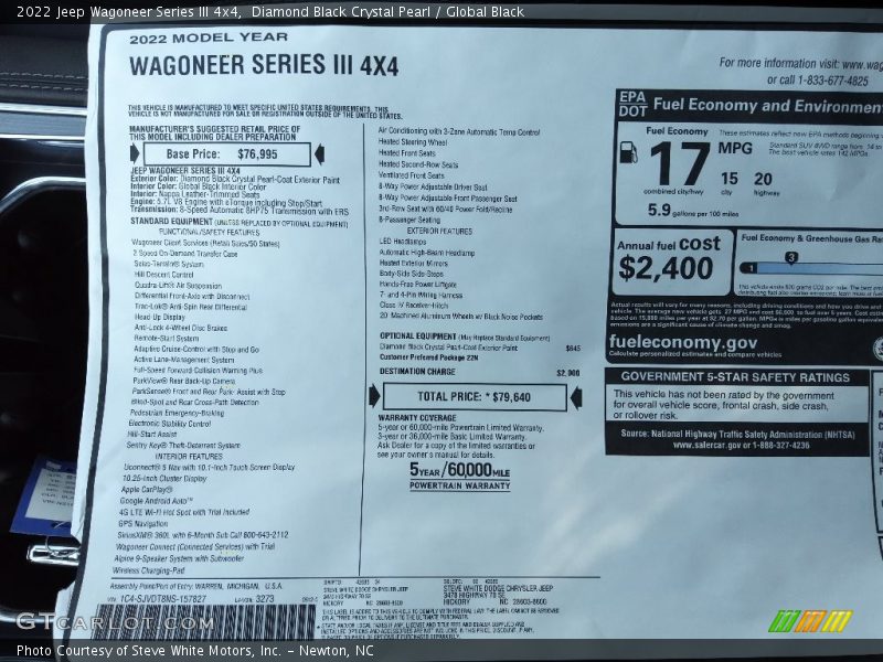  2022 Wagoneer Series III 4x4 Window Sticker