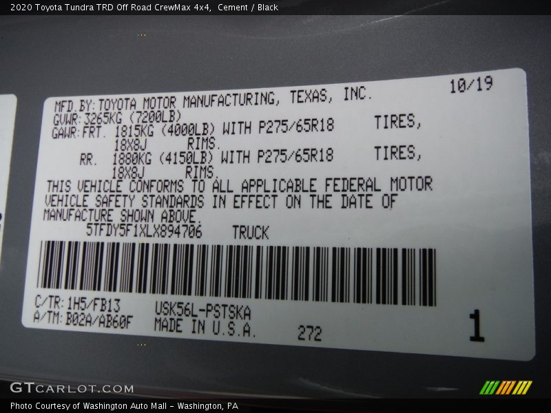 Cement / Black 2020 Toyota Tundra TRD Off Road CrewMax 4x4
