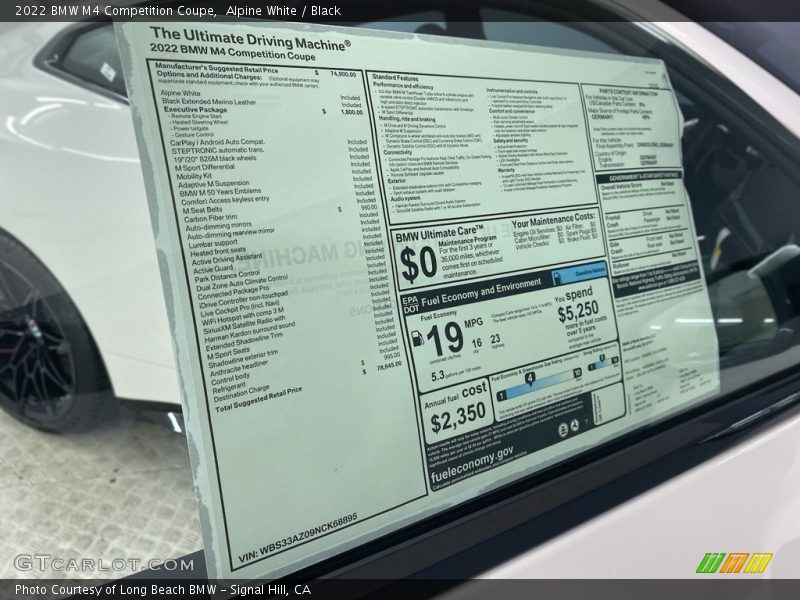  2022 M4 Competition Coupe Window Sticker