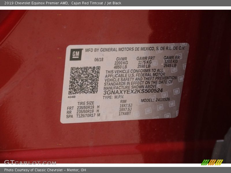 Cajun Red Tintcoat / Jet Black 2019 Chevrolet Equinox Premier AWD