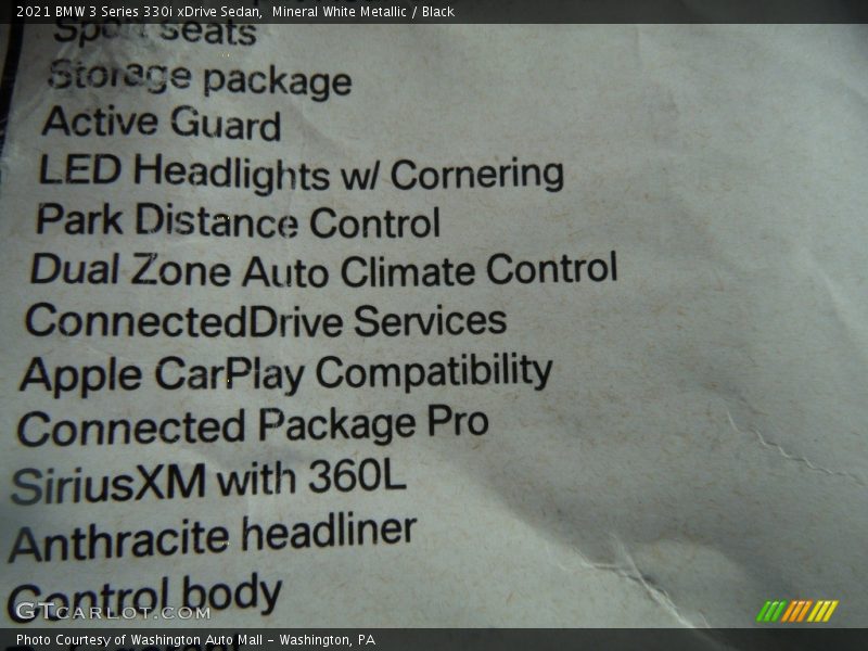  2021 3 Series 330i xDrive Sedan Window Sticker