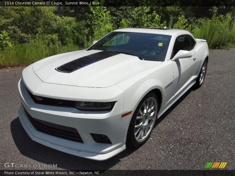 Summit White / Blue 2014 Chevrolet Camaro SS Coupe