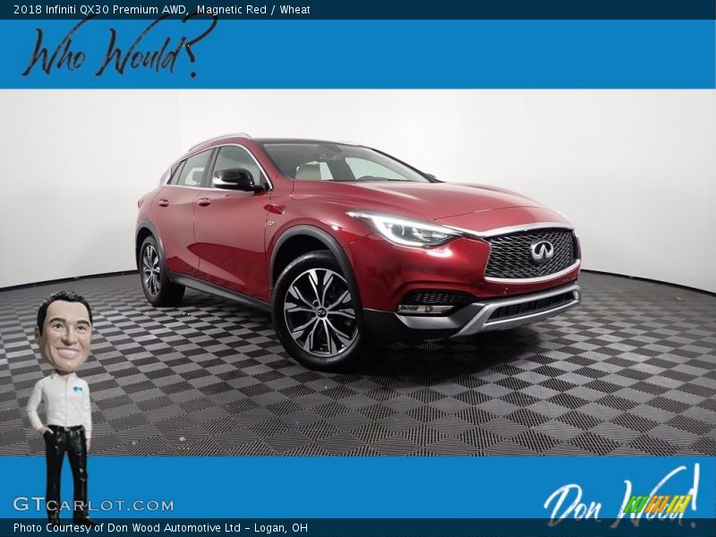Magnetic Red / Wheat 2018 Infiniti QX30 Premium AWD