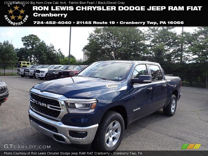 Patriot Blue Pearl / Black/Diesel Gray 2022 Ram 1500 Big Horn Crew Cab 4x4