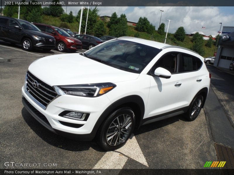 Winter White / Beige 2021 Hyundai Tucson Limited AWD