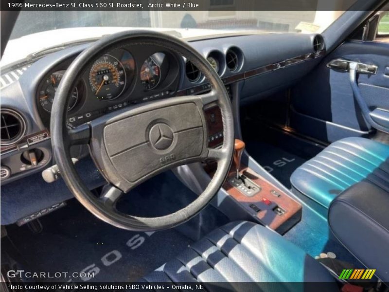 Arctic White / Blue 1986 Mercedes-Benz SL Class 560 SL Roadster