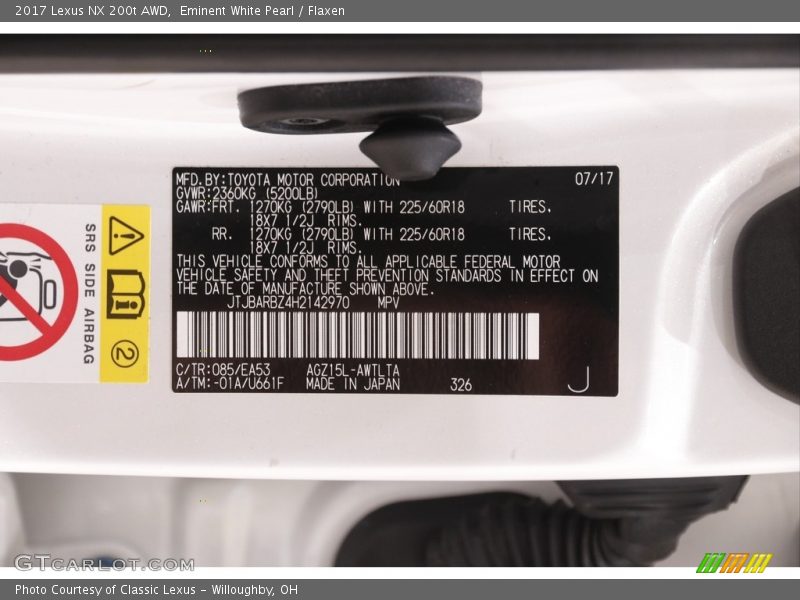 Eminent White Pearl / Flaxen 2017 Lexus NX 200t AWD