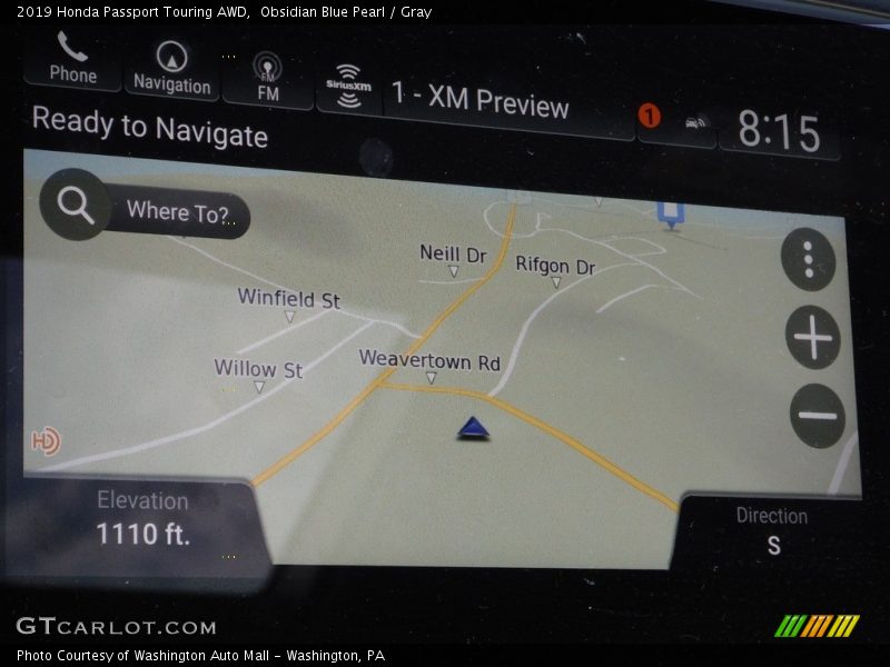 Obsidian Blue Pearl / Gray 2019 Honda Passport Touring AWD