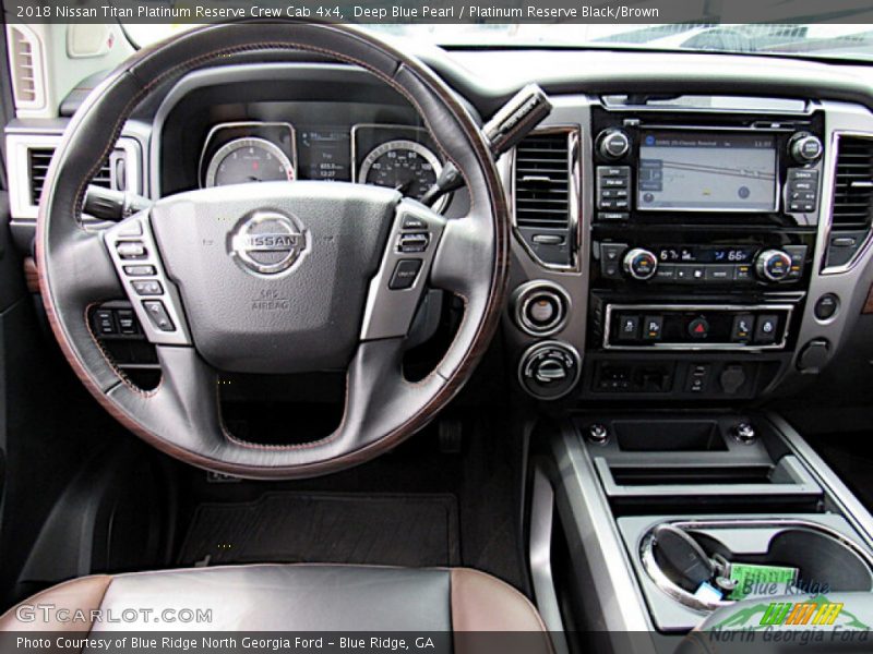 Deep Blue Pearl / Platinum Reserve Black/Brown 2018 Nissan Titan Platinum Reserve Crew Cab 4x4