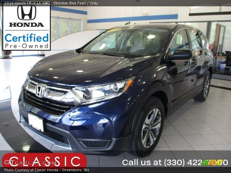 Obsidian Blue Pearl / Gray 2019 Honda CR-V LX AWD