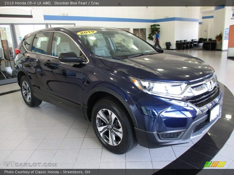 Obsidian Blue Pearl / Gray 2019 Honda CR-V LX AWD