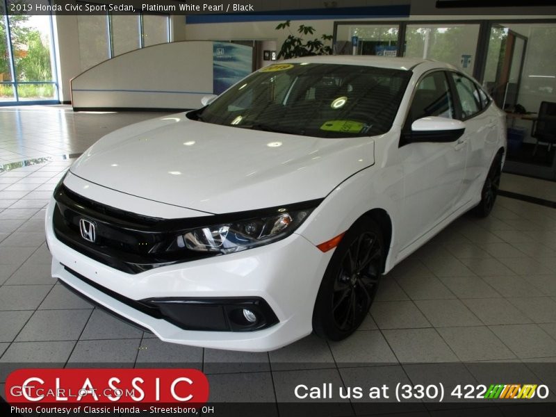 Platinum White Pearl / Black 2019 Honda Civic Sport Sedan