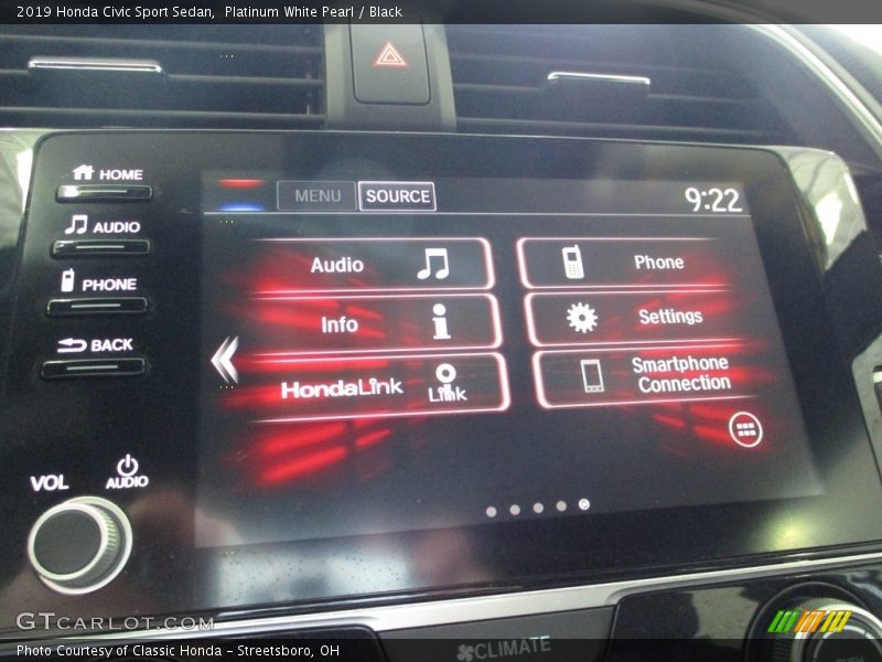 Platinum White Pearl / Black 2019 Honda Civic Sport Sedan
