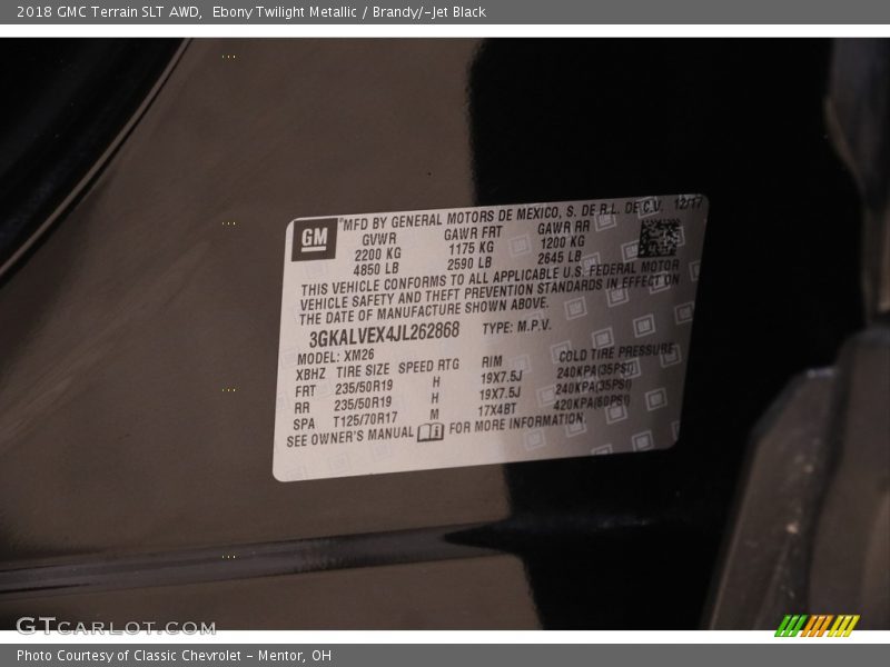 Ebony Twilight Metallic / Brandy/­Jet Black 2018 GMC Terrain SLT AWD