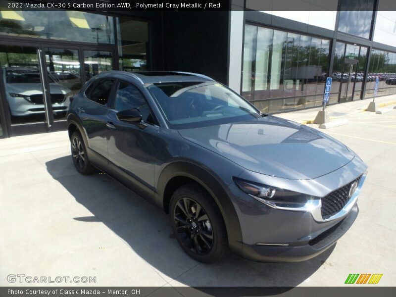 Polymetal Gray Metallic / Red 2022 Mazda CX-30 S Carbon Edition AWD
