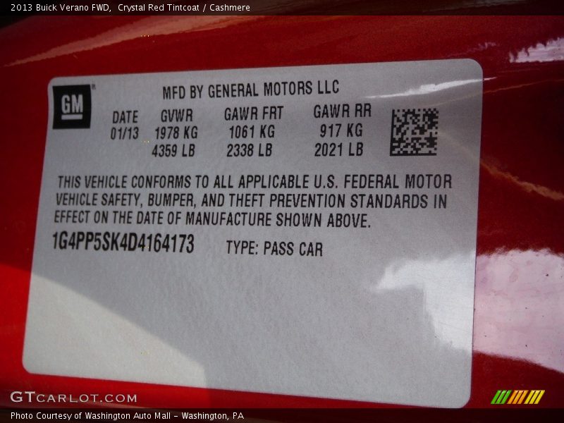 Crystal Red Tintcoat / Cashmere 2013 Buick Verano FWD