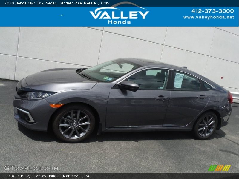 Modern Steel Metallic / Gray 2020 Honda Civic EX-L Sedan