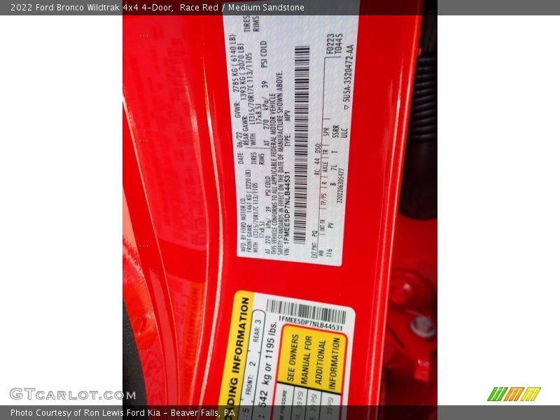 2022 Bronco Wildtrak 4x4 4-Door Race Red Color Code PQ