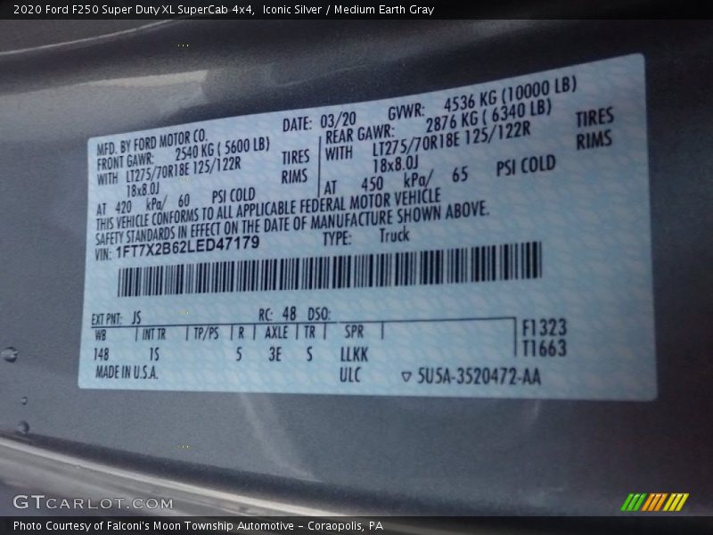 Iconic Silver / Medium Earth Gray 2020 Ford F250 Super Duty XL SuperCab 4x4