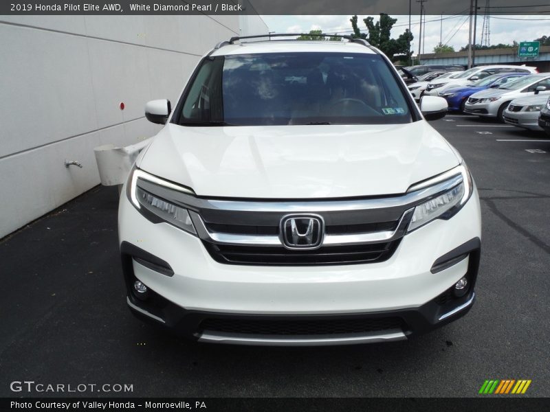 White Diamond Pearl / Black 2019 Honda Pilot Elite AWD