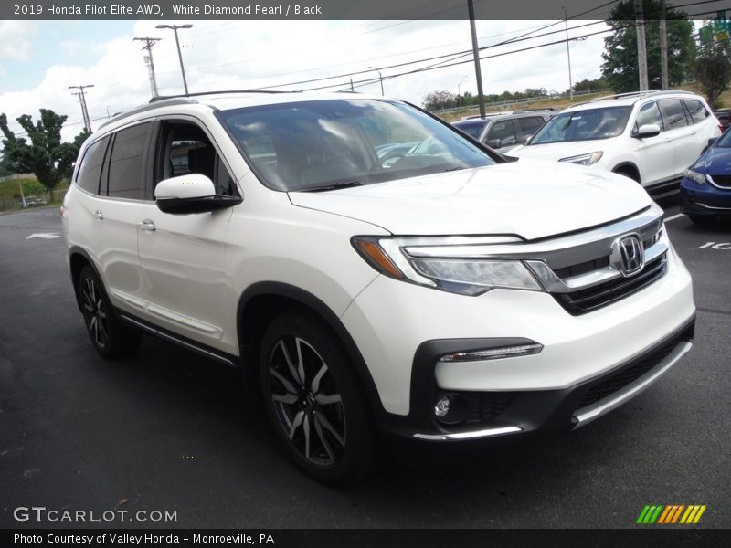 White Diamond Pearl / Black 2019 Honda Pilot Elite AWD