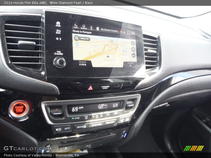 White Diamond Pearl / Black 2019 Honda Pilot Elite AWD
