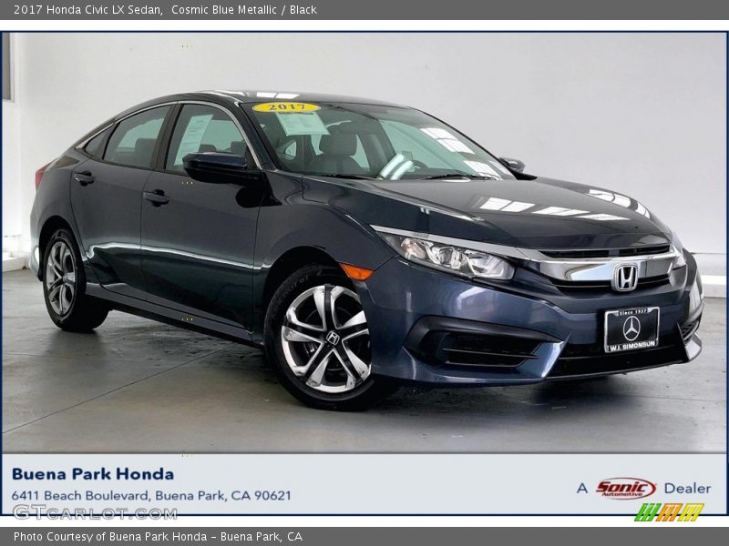 Cosmic Blue Metallic / Black 2017 Honda Civic LX Sedan