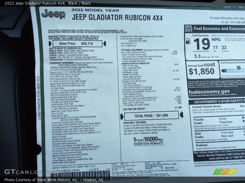 Black / Black 2022 Jeep Gladiator Rubicon 4x4