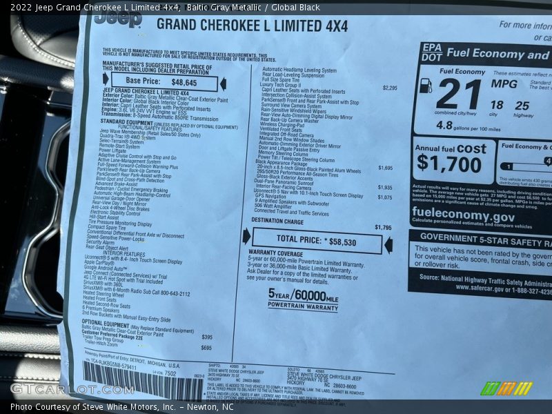 Baltic Gray Metallic / Global Black 2022 Jeep Grand Cherokee L Limited 4x4