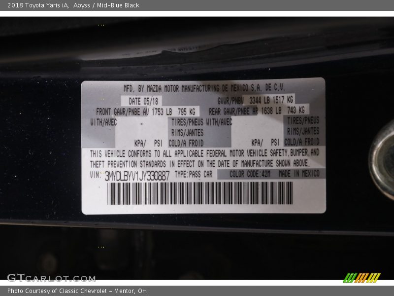 Abyss / Mid-Blue Black 2018 Toyota Yaris iA