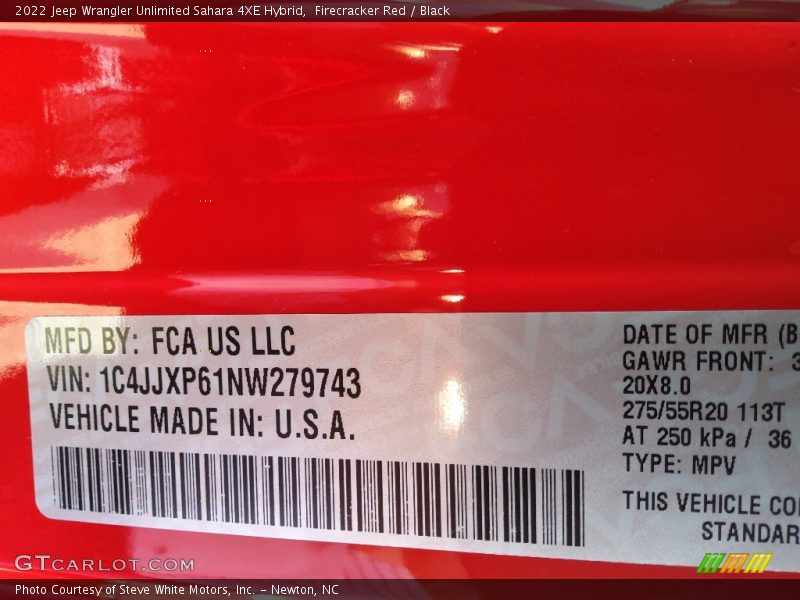 Firecracker Red / Black 2022 Jeep Wrangler Unlimited Sahara 4XE Hybrid