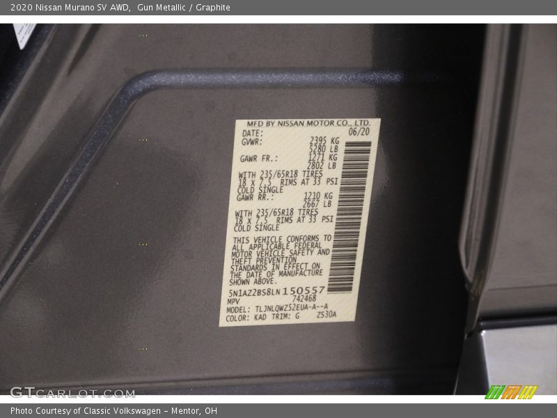 Gun Metallic / Graphite 2020 Nissan Murano SV AWD