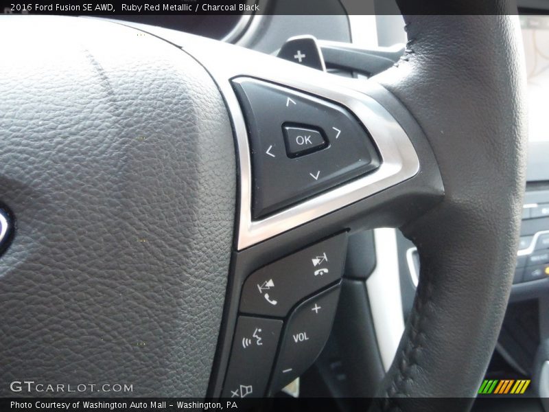 Ruby Red Metallic / Charcoal Black 2016 Ford Fusion SE AWD