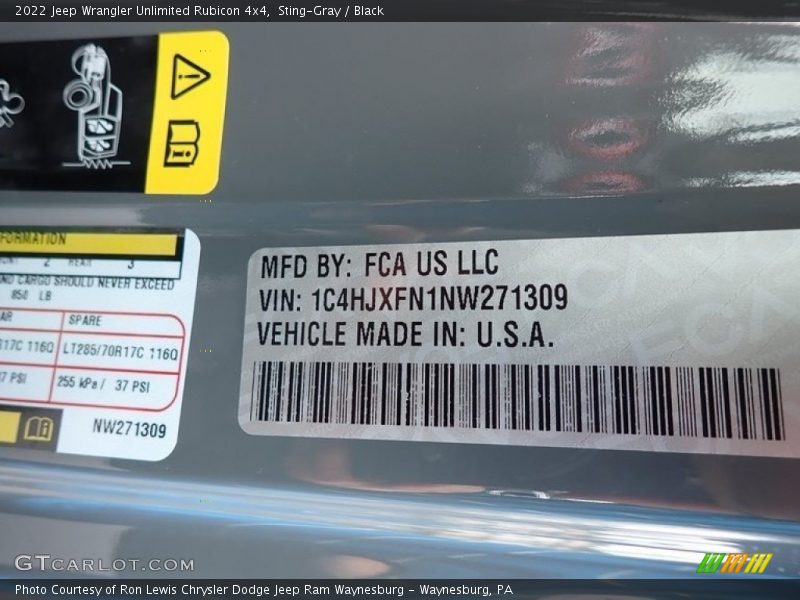 Sting-Gray / Black 2022 Jeep Wrangler Unlimited Rubicon 4x4