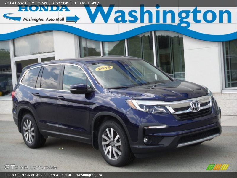 Obsidian Blue Pearl / Gray 2019 Honda Pilot EX AWD