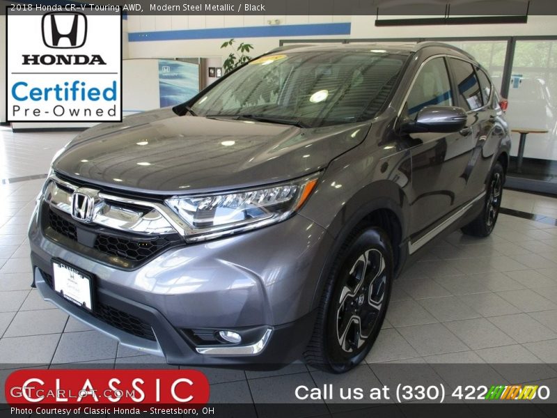 Modern Steel Metallic / Black 2018 Honda CR-V Touring AWD