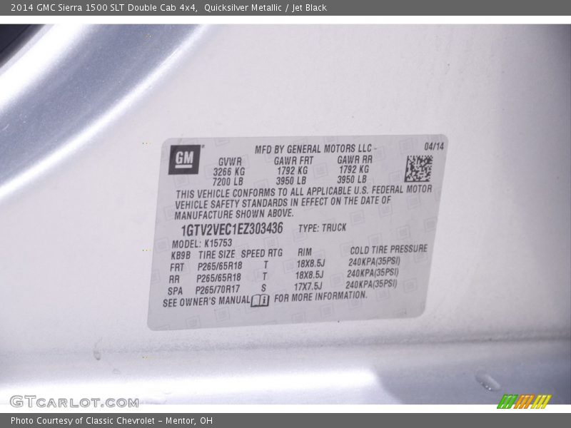 Quicksilver Metallic / Jet Black 2014 GMC Sierra 1500 SLT Double Cab 4x4
