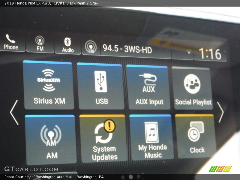 Crystal Black Pearl / Gray 2019 Honda Pilot EX AWD