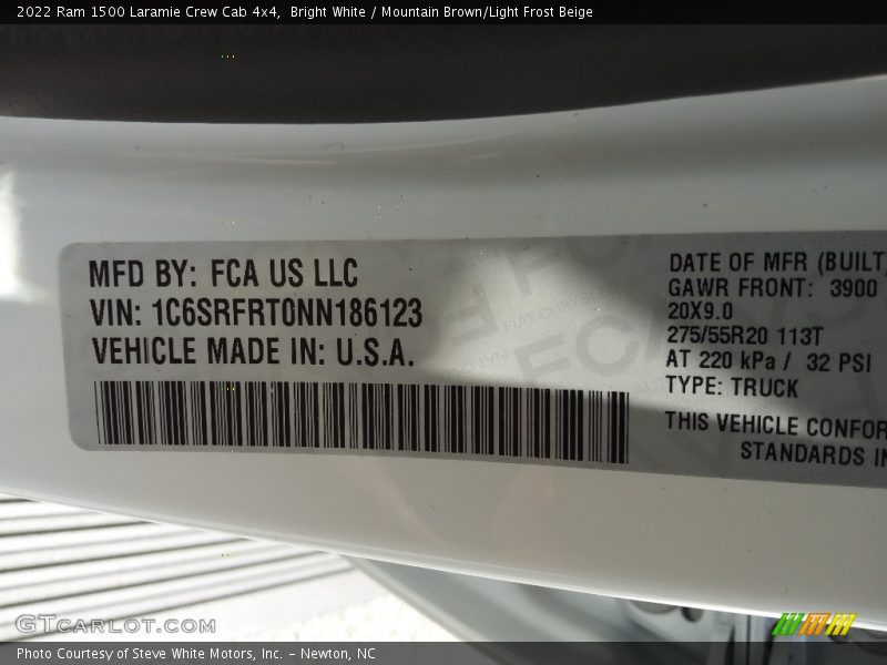 Bright White / Mountain Brown/Light Frost Beige 2022 Ram 1500 Laramie Crew Cab 4x4