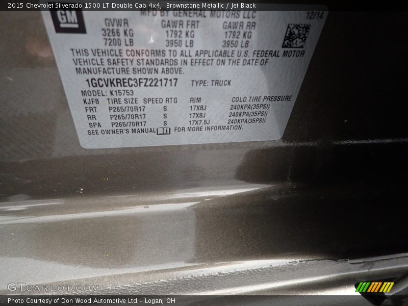 Brownstone Metallic / Jet Black 2015 Chevrolet Silverado 1500 LT Double Cab 4x4