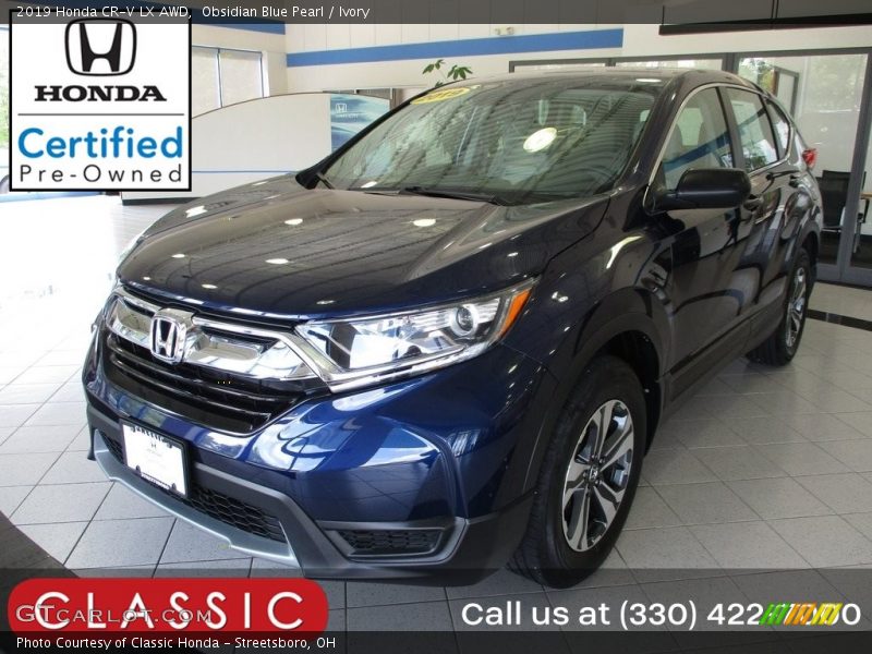 Obsidian Blue Pearl / Ivory 2019 Honda CR-V LX AWD