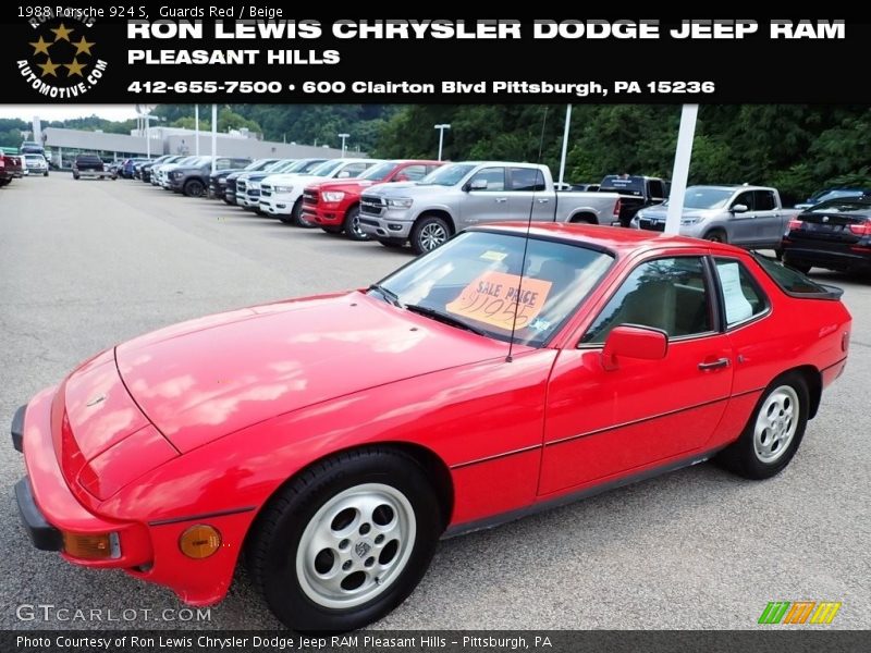 Guards Red / Beige 1988 Porsche 924 S