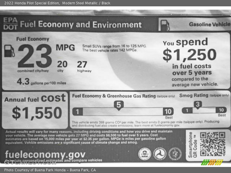 Modern Steel Metallic / Black 2022 Honda Pilot Special Edition