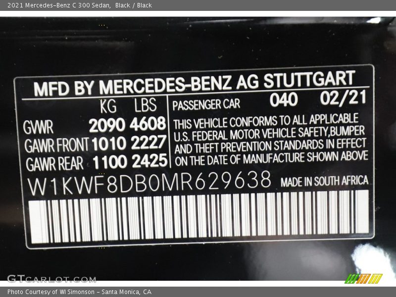 Black / Black 2021 Mercedes-Benz C 300 Sedan