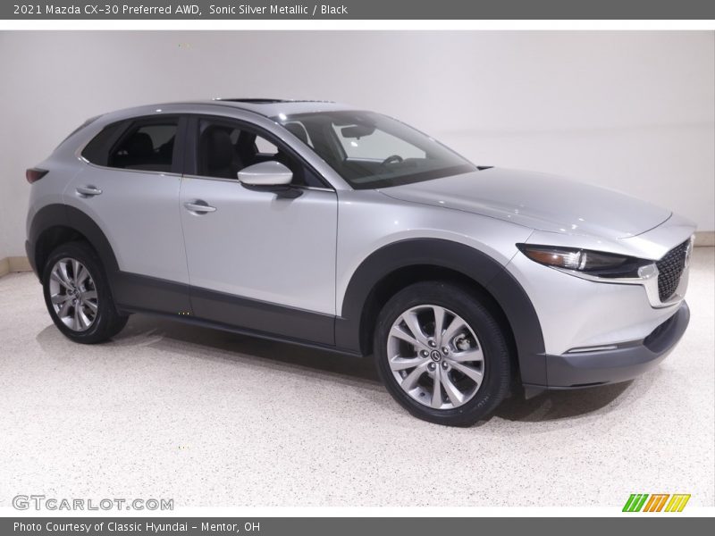 Sonic Silver Metallic / Black 2021 Mazda CX-30 Preferred AWD
