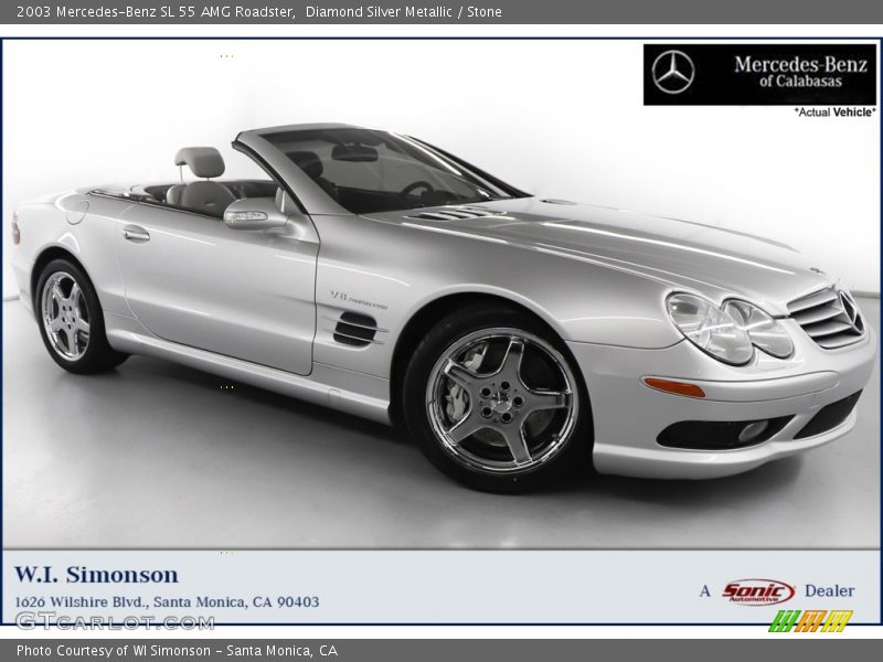 Diamond Silver Metallic / Stone 2003 Mercedes-Benz SL 55 AMG Roadster